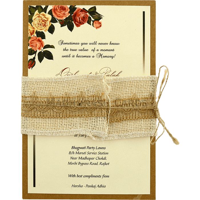 Graceful Khakhi Wedding Card 9463