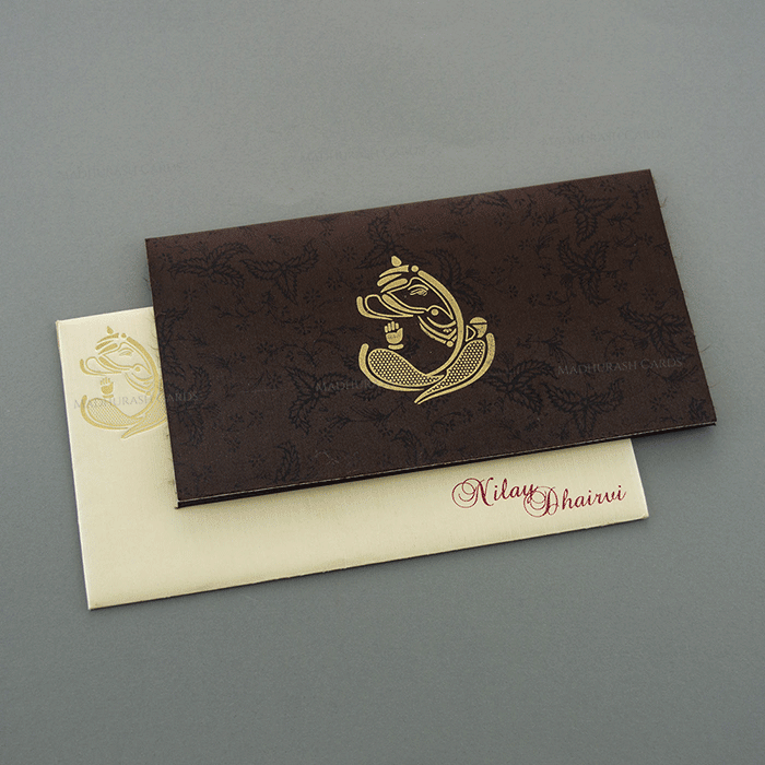 Ganesha Fabric Wedding Card 7595