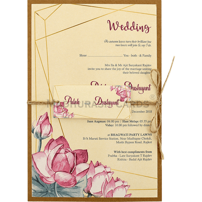 Magnificent Lotus Wedding Card 9477