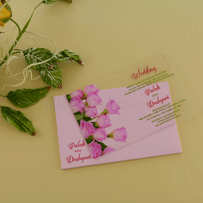 Luxurious Custom Floral Acrylic Invitation 8868