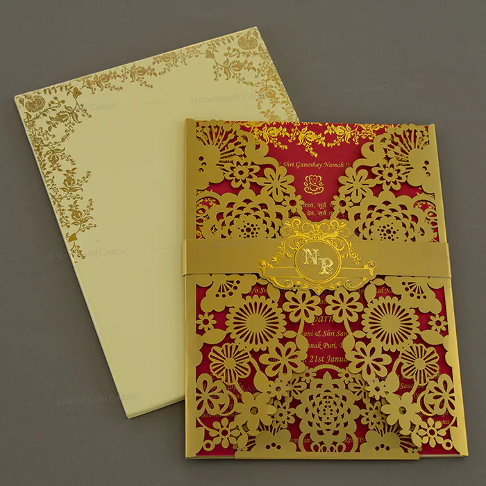 Trendy Elegant Laser Cut Wedding Invitation 2154