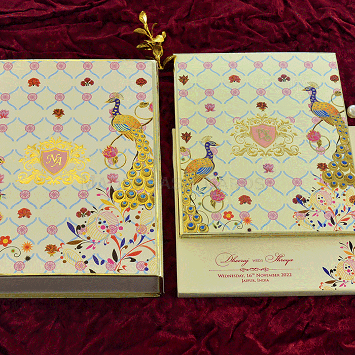 Eye-Catching Peacock Wedding Box Invite 2209