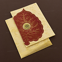 Elegant Leafy Ganesha Wedding Card 20135