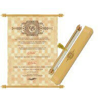Elegant Fabric Scroll Wedding Card 6077