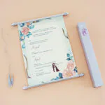 SC-Elegant Fabric Scroll Wedding Invite 6060