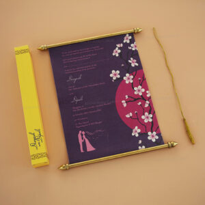 Magnificent Fabric Scroll Invite 6073