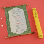 SC-Majestic Fabric Scroll Wedding Card 6081