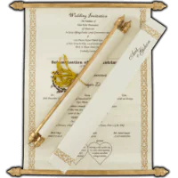 Gorgeous Fabric Scroll Wedding Invite 6054