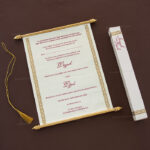 SC-Gorgeous Fabric Scroll Wedding Invite 6054