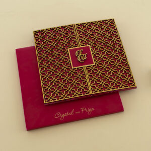 Elegant Gold Laser-Cut Wedding Card 9312RED