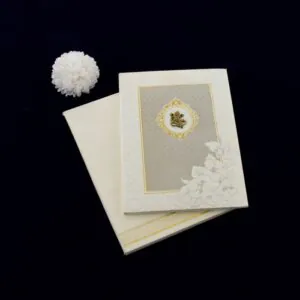 Embossed Damask Wedding Card 24034