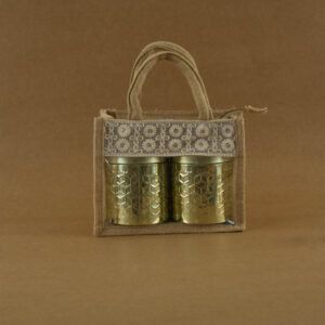 RG-Graceful 2 Jars Jute Hamper Bag With Zip MB-Heritage
