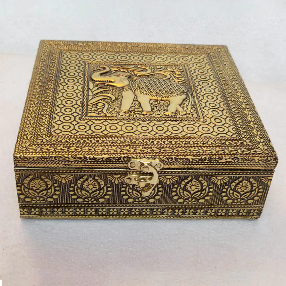 Precious Elephant Oxidized Jewellery Box MOH-5576G